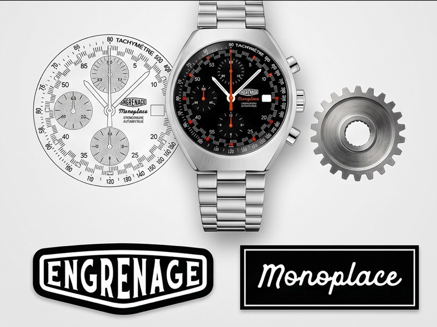Planche d'étude du Monoplace : tracé du cadran, montre finie et pignon d'entraînement.