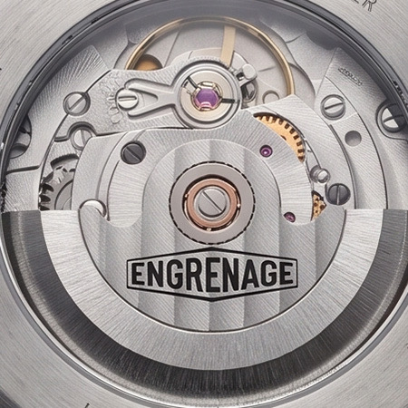 Masse oscillante gravée Engrenage, vue par le fond transparent.